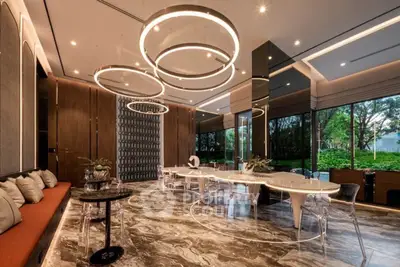 Luxurious modern living room with elegant lighting and stylish decor