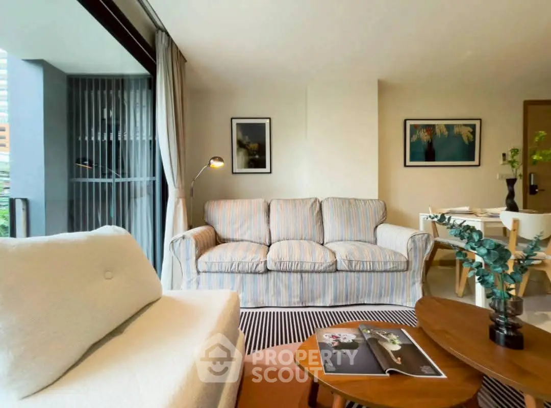 Stylish living room with modern decor and cozy seating area