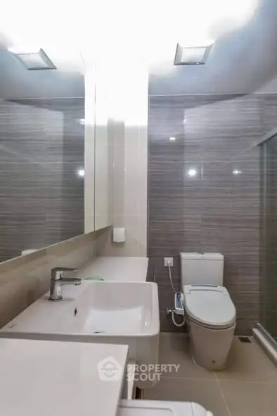 Modern bathroom with sleek fixtures and contemporary design