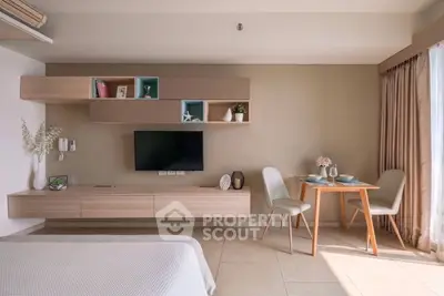 Modern living room with stylish furniture and natural light