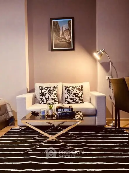 Stylish living room with modern decor and cozy ambiance