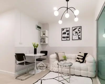 Modern living room with stylish furniture and contemporary decor