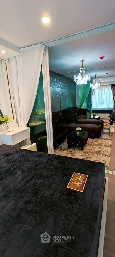 Luxurious living room with elegant decor and plush seating