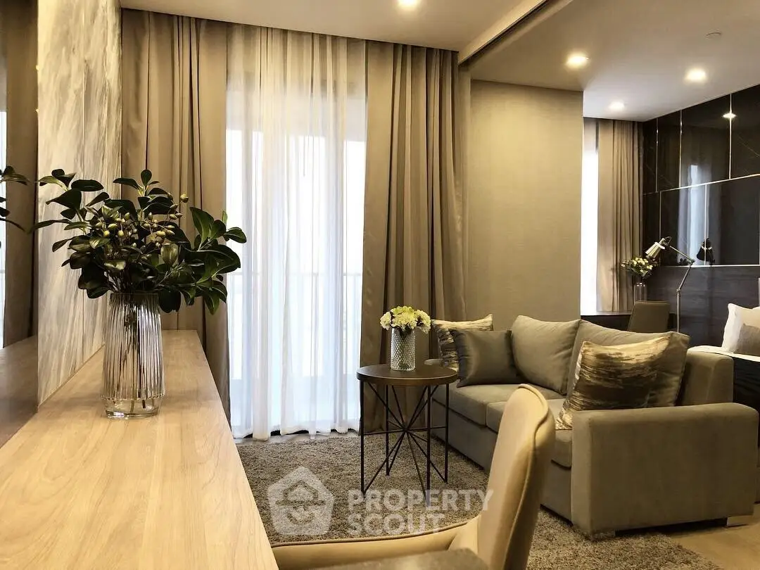 Luxurious modern living room with elegant decor and natural light