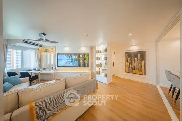 Spacious modern living room with elegant decor and natural light