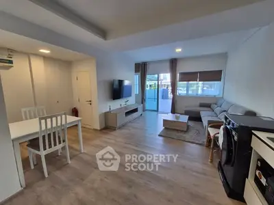 Spacious modern living room with open layout and stylish furniture