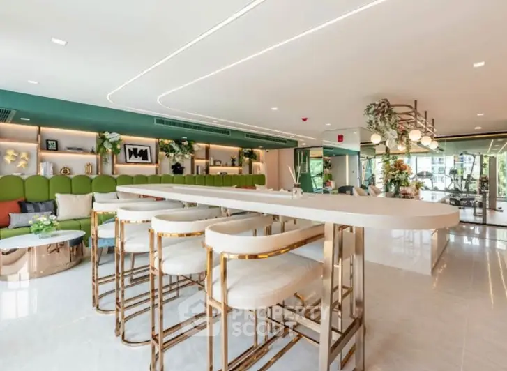 Luxurious modern living room with elegant decor and spacious seating area