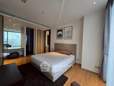 Luxurious modern bedroom with elegant decor and city view