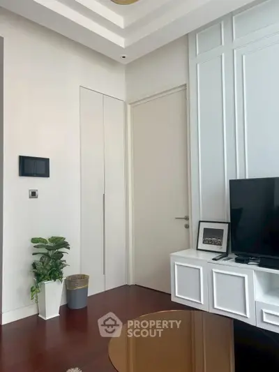 Modern living room with sleek design and stylish decor