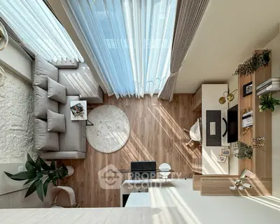 Stunning modern living room with high ceilings and elegant decor