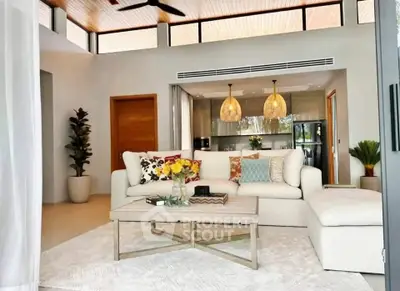 Modern living room with stylish decor and open layout in luxury home