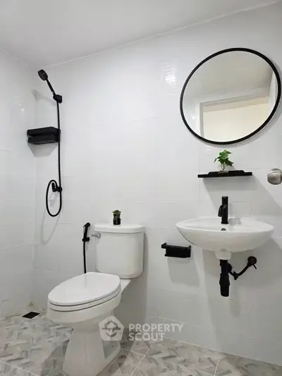 Modern bathroom with sleek fixtures and minimalist design