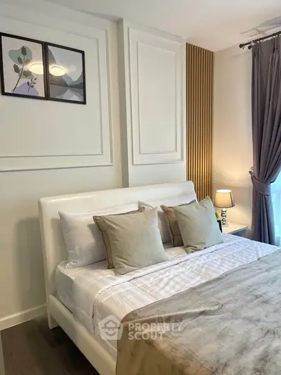 Elegant bedroom with stylish decor and cozy ambiance