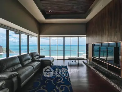 Luxurious living room with stunning ocean view and modern furnishings
