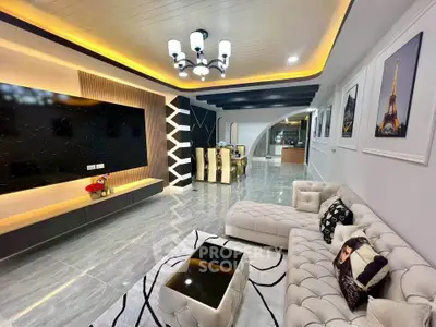 Luxurious modern living room with elegant decor and spacious layout
