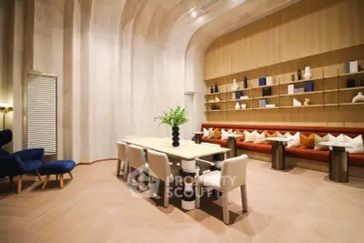 Luxurious modern living room with elegant dining area and stylish decor