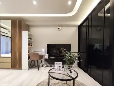 Modern living room with sleek design and stylish furniture