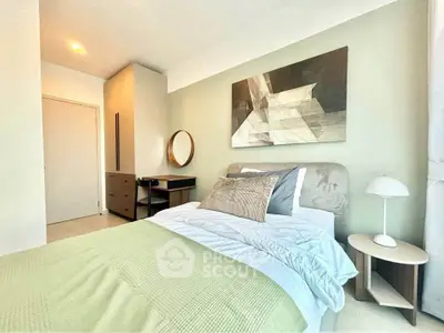 Modern bedroom with stylish decor and cozy ambiance