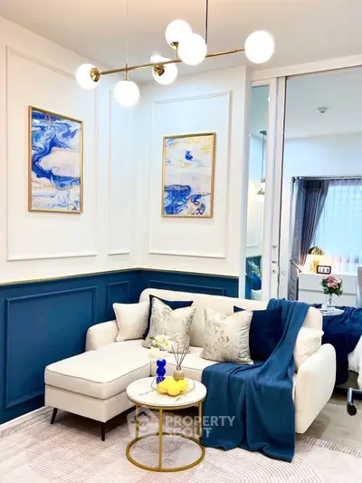Stylish modern living room with elegant decor and cozy seating area