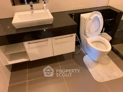 Modern bathroom with sleek fixtures and contemporary design