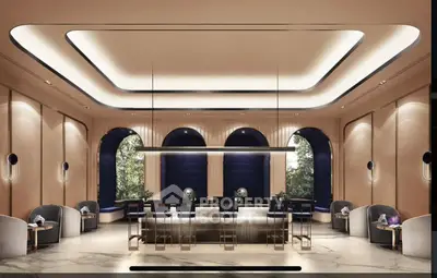 Luxurious modern interior with elegant seating and ambient lighting