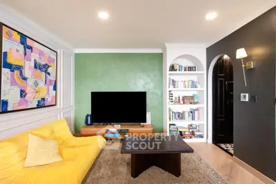 Stylish living room with vibrant decor and modern furnishings