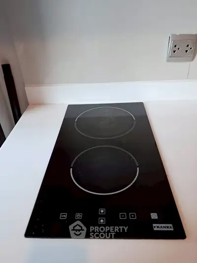 Modern kitchen with sleek electric cooktop and minimalist design