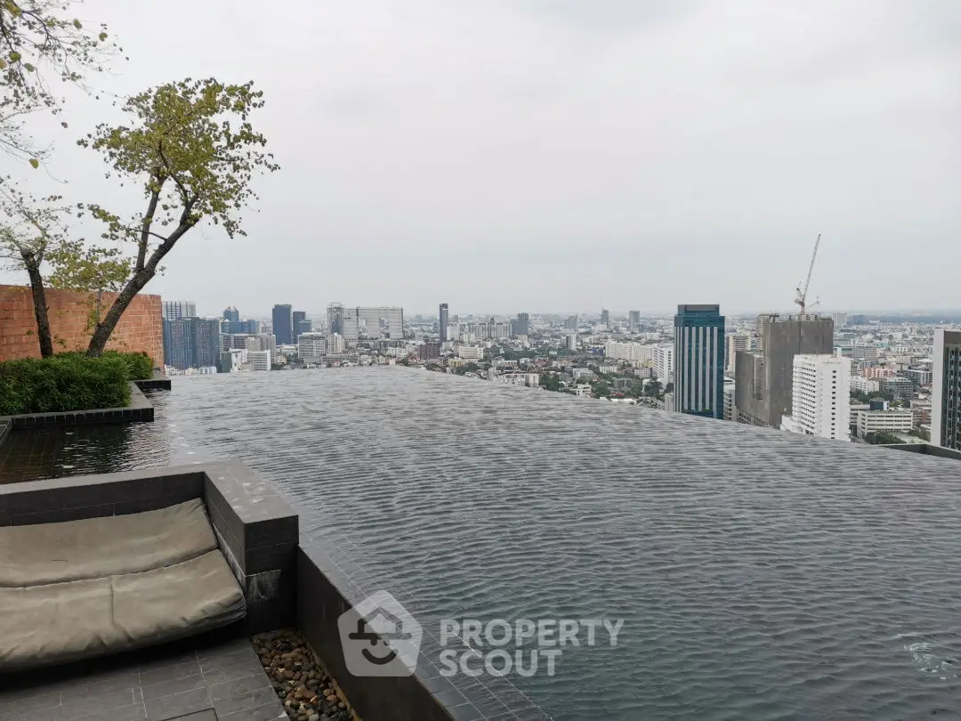 Luxurious rooftop infinity pool with stunning city skyline view