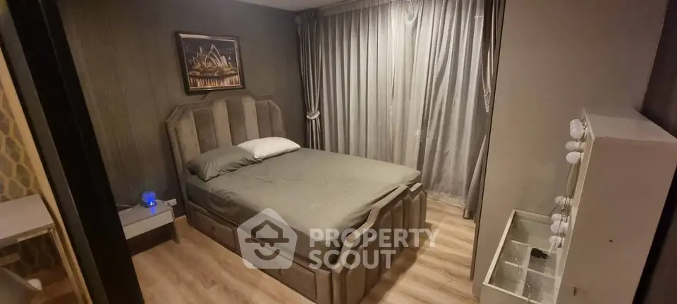 Cozy bedroom with modern decor and natural light