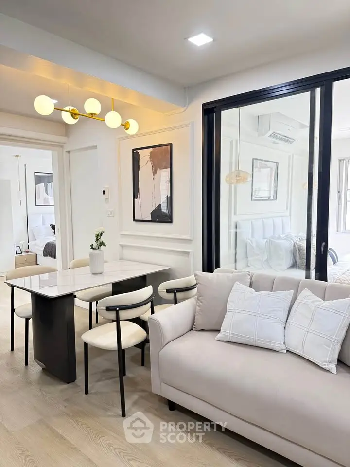 Modern living room with stylish decor and open layout