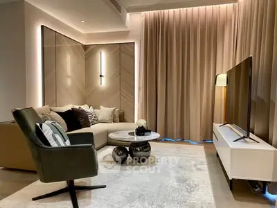 Luxurious modern living room with elegant decor and stylish furniture