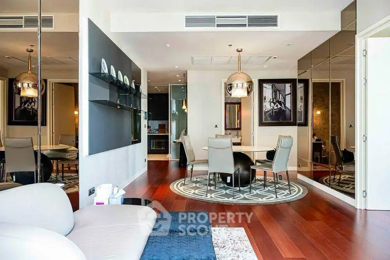 Luxurious modern living room with elegant dining area and stylish decor