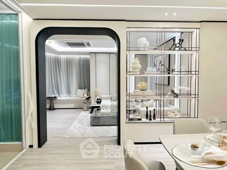 Luxurious modern living room with elegant decor and open layout