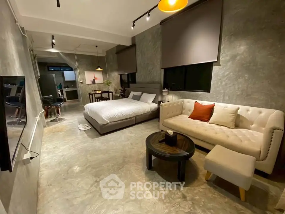 Modern studio apartment with stylish decor and open layout