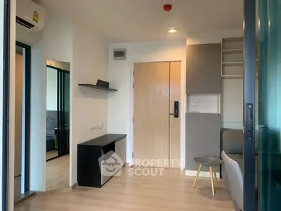 Modern apartment interior with sleek design and wooden flooring