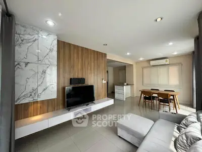 Modern living room with sleek design and open layout