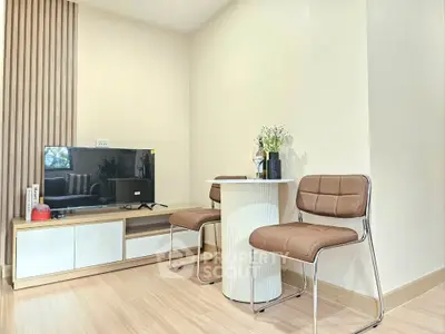 Modern living room with sleek furniture and stylish decor