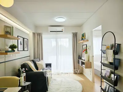 Modern living room with stylish decor and natural light