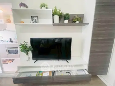 Modern living room with sleek TV unit and stylish decor