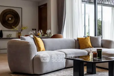 Luxurious modern living room with plush sofa and elegant decor
