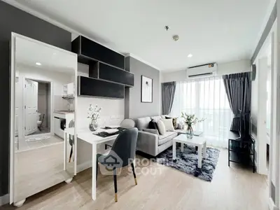 Modern living room with stylish decor and natural light