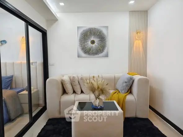 Stylish living room with modern decor and cozy seating area