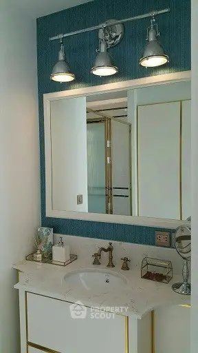 Elegant bathroom with modern fixtures and stylish lighting