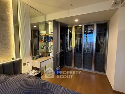 Luxurious bedroom with elegant wardrobe and stylish decor