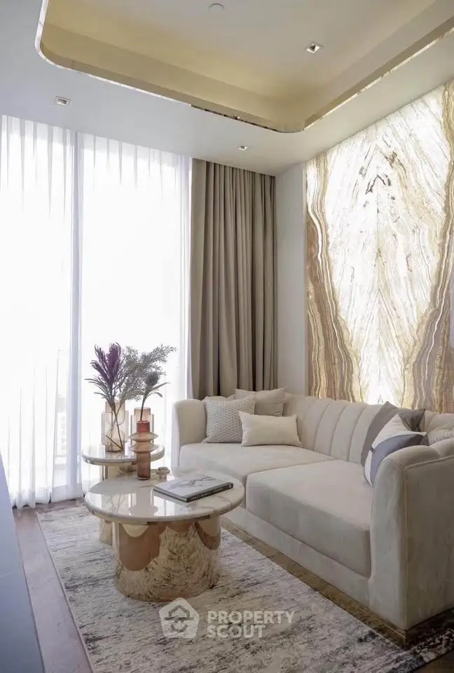 Luxurious living room with elegant decor and natural light