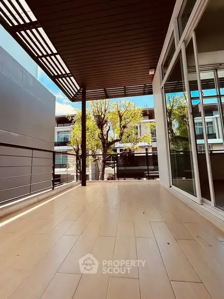 Spacious balcony with modern design and natural light