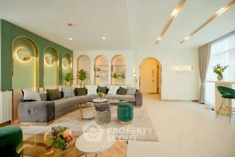 Luxurious modern living room with elegant decor and stylish furniture