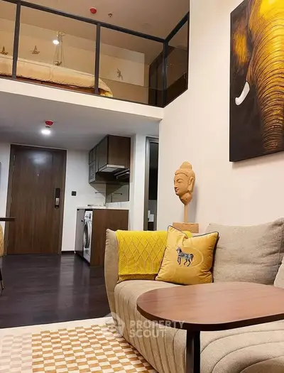 Modern loft apartment with stylish decor and open kitchen layout