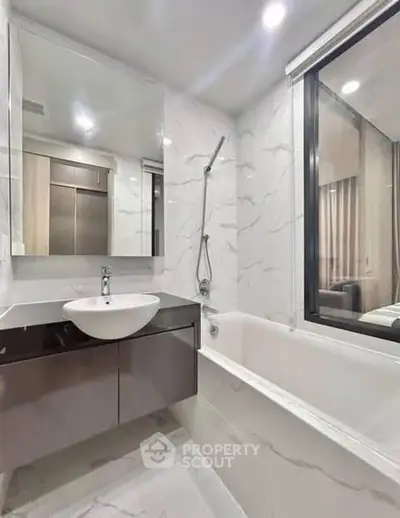 Modern bathroom with sleek design and marble finishes