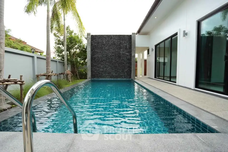 Luxurious modern villa with private swimming pool and sleek design.